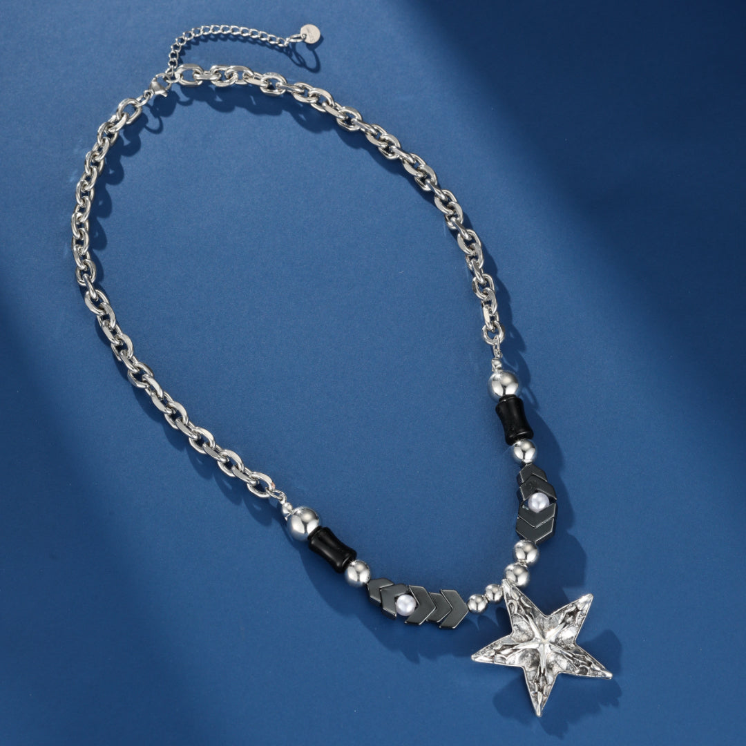 Collier Homme Hématite – Étoile Franche