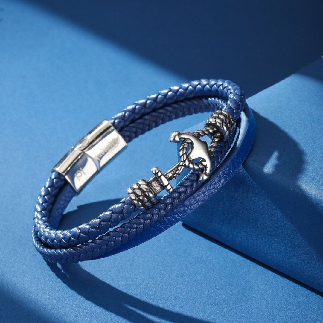 Bracelet Homme Cuir Ancre – Esprit Marin