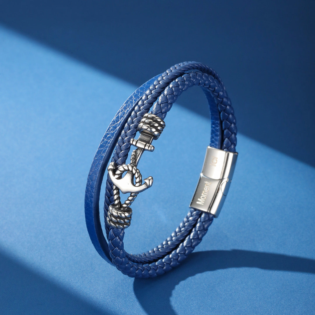 Bracelet Homme Cuir Ancre – Esprit Marin