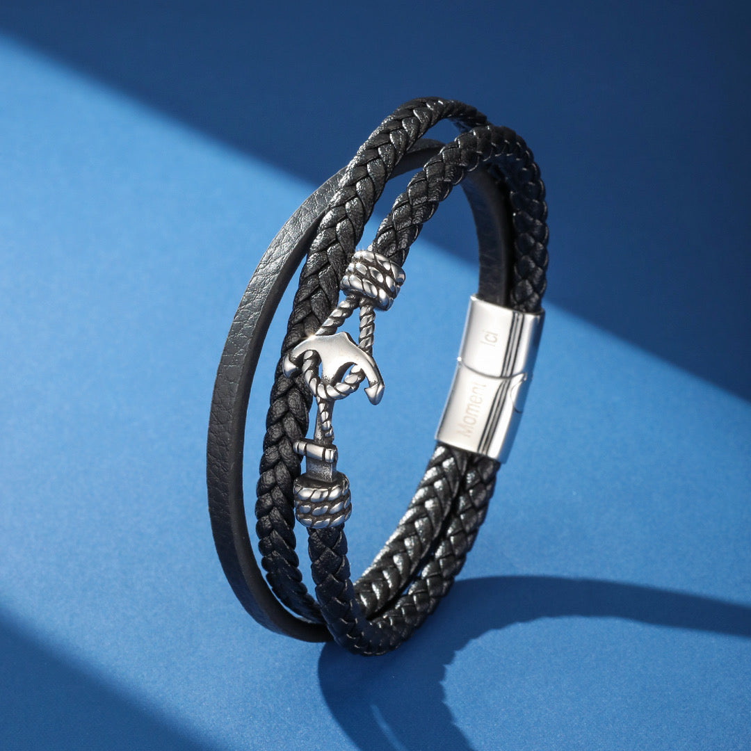 Bracelet Homme Cuir Ancre – Esprit Marin