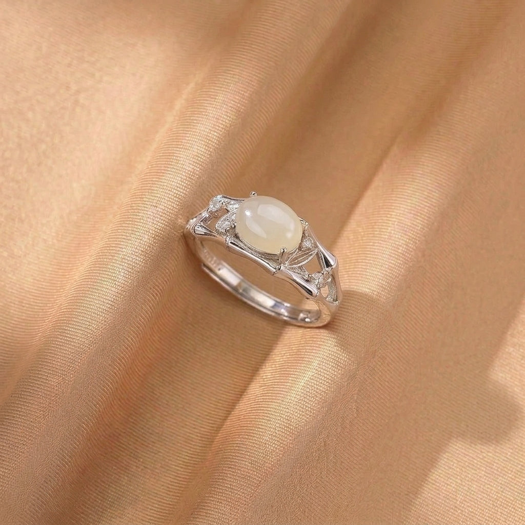 Bague Jade Néphrite – Lueur d’Asie, Argent