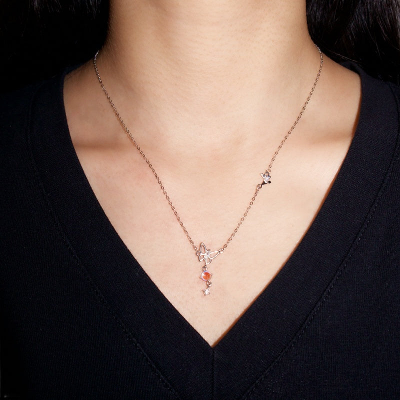 Moonstone Necklace – Lunar Butterfly, Silver