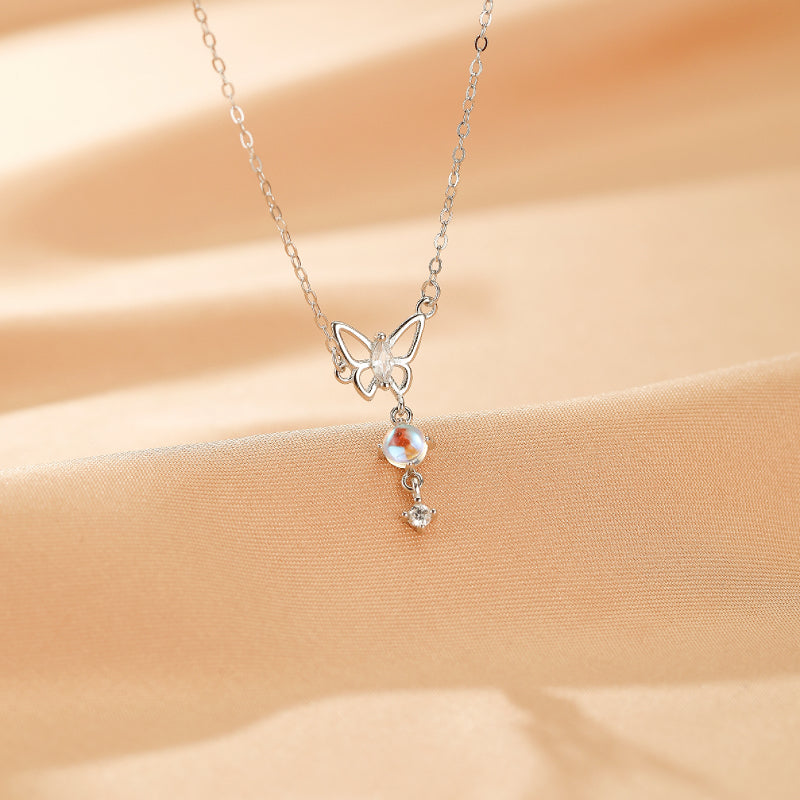 Moonstone Necklace – Lunar Butterfly, Silver