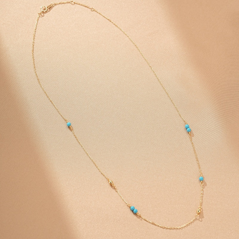 Collier Turquoise – Douce Vague, Argent Plaqué Or
