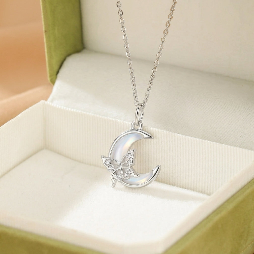 Collier Lune – Brume Nocturne, Argent