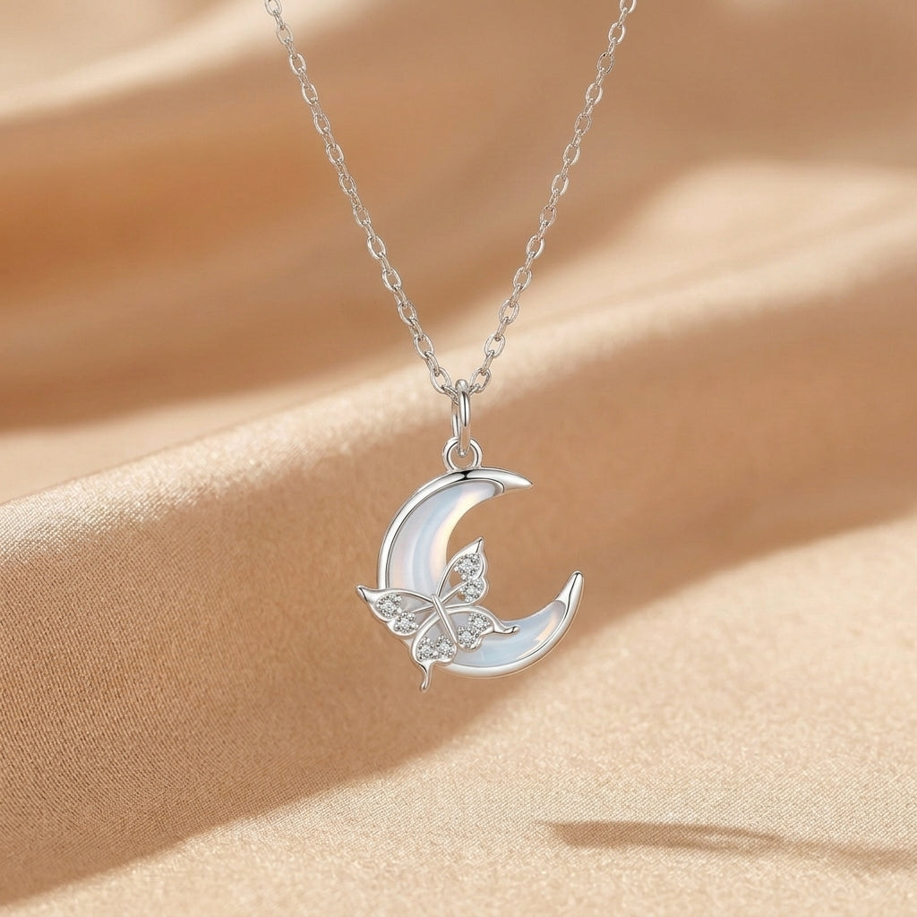 Collier Lune – Brume Nocturne, Argent