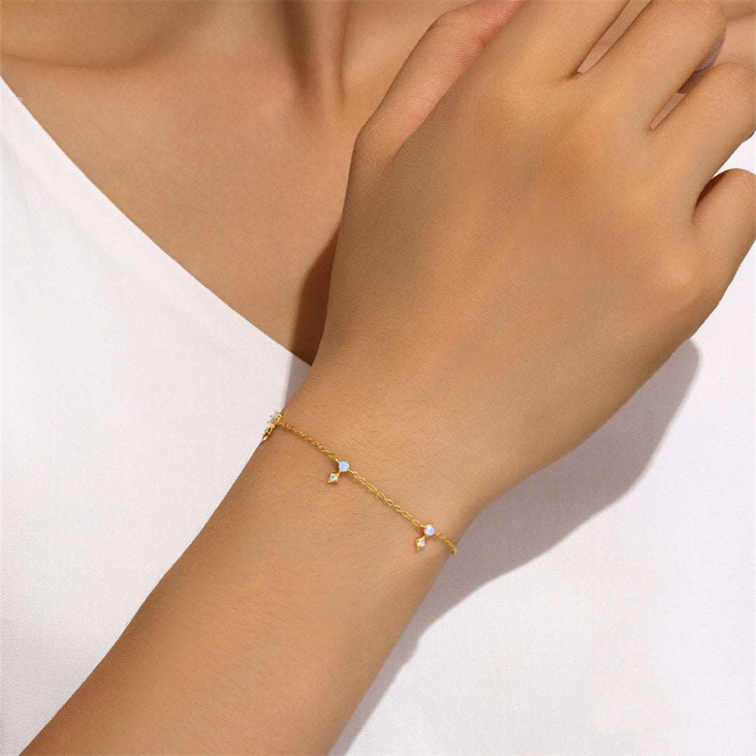 Bracelet Opale – Charme Étoilé, Argent Plaqué Or