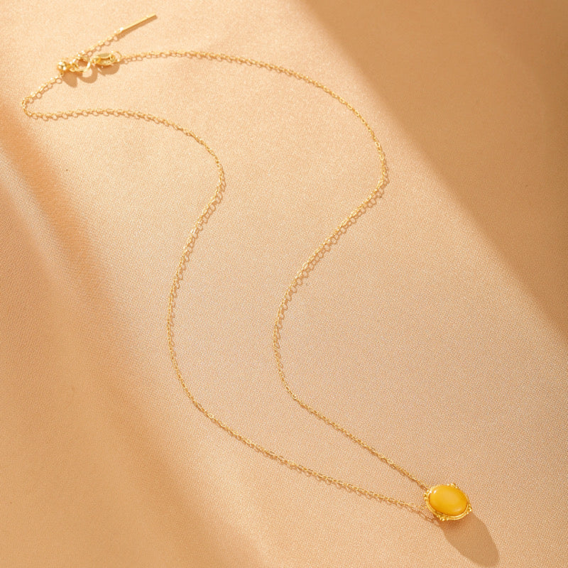 Collier Ambre – Éclat Ambré, Argent Plaqué Or
