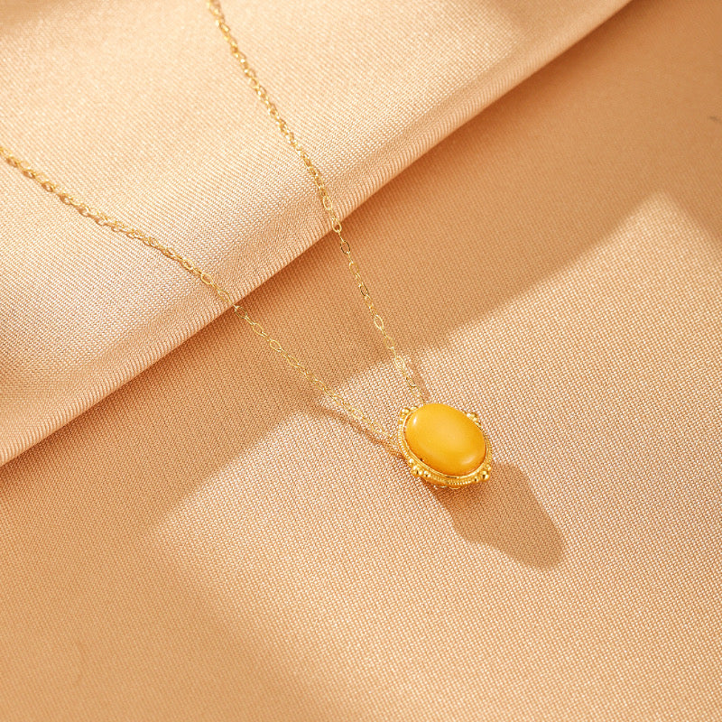 Collier Ambre – Éclat Ambré, Argent Plaqué Or