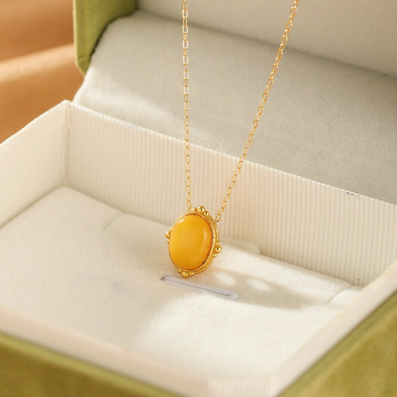 Collier Ambre – Éclat Ambré, Argent Plaqué Or