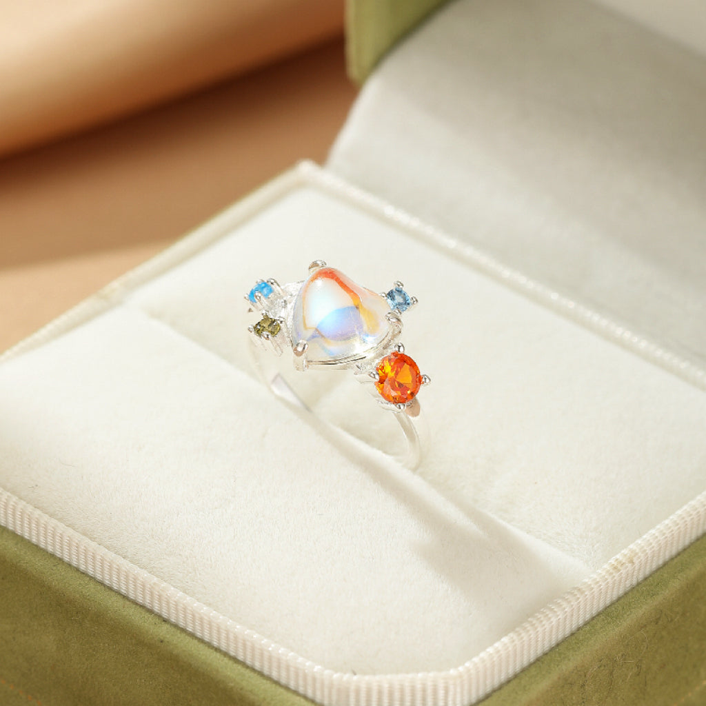 Bague Pierre de Lune – Cœur Céleste, Argent