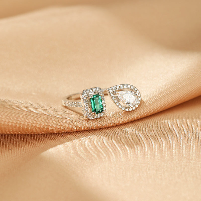Bague Émeraude – Duo Lumineux, Argent 925