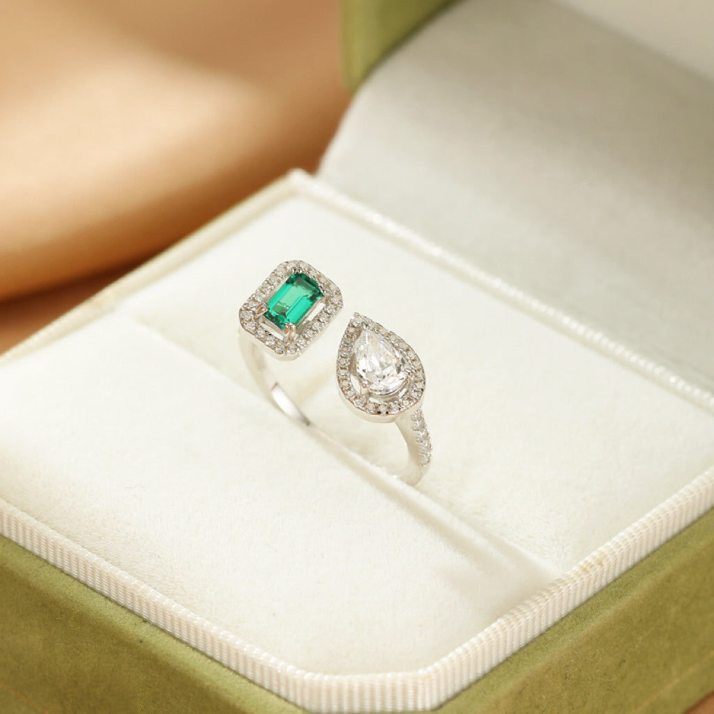 Bague Émeraude – Duo Lumineux, Argent 925