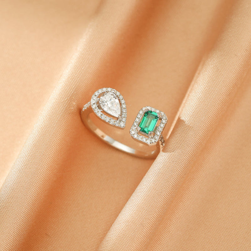 Bague Émeraude – Duo Lumineux, Argent 925