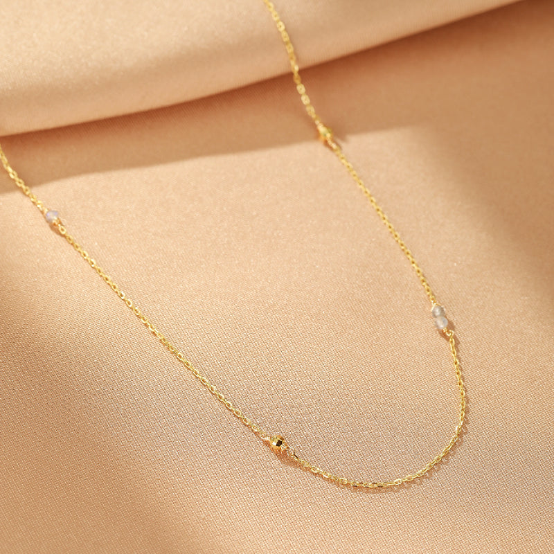Collier Labradorite – Simplicité Mystique, Argent Plaqué Or