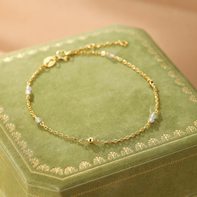 Bracelet Labradorite – Étincelle Lunaire, Argent Plaqué Or