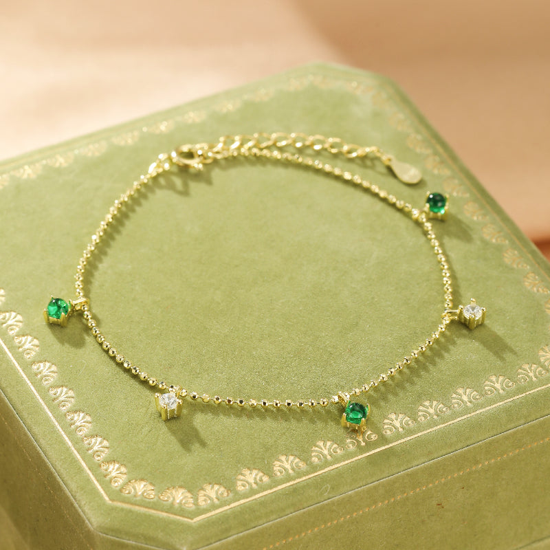 Emerald Bracelet – Luminous Dew, 925 Silver
