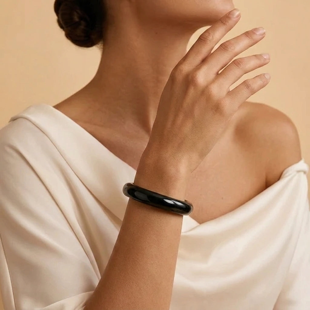 Bracelet Jonc Jade Noir – Silence Éternel
