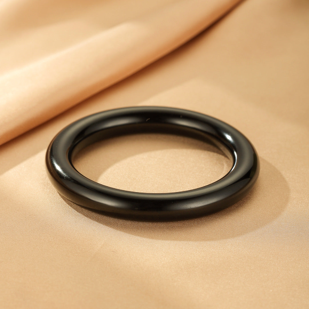 Bracelet Jonc Jade Noir – Silence Éternel