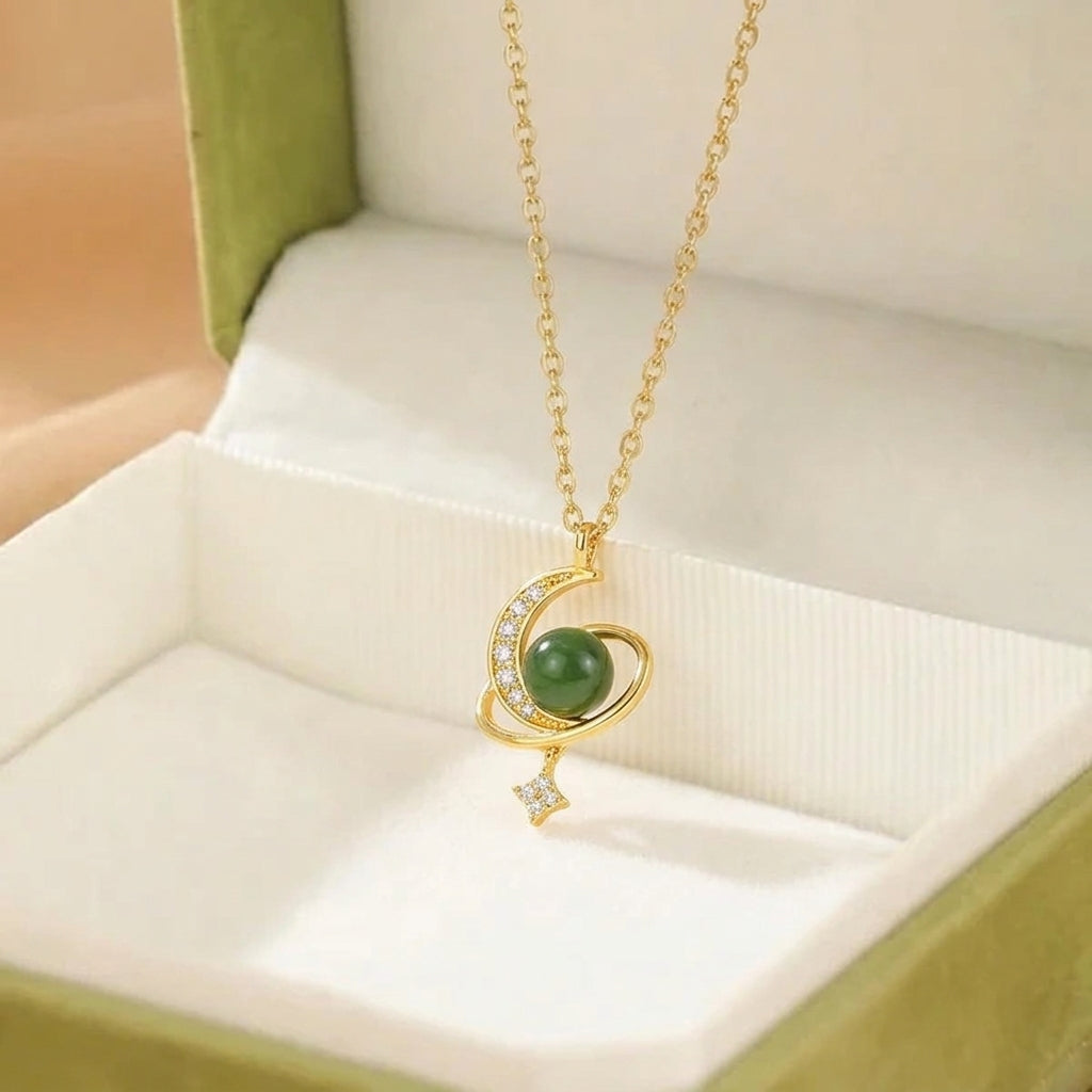 Collier Jade Néphrite – Songe Lunaire, Argent