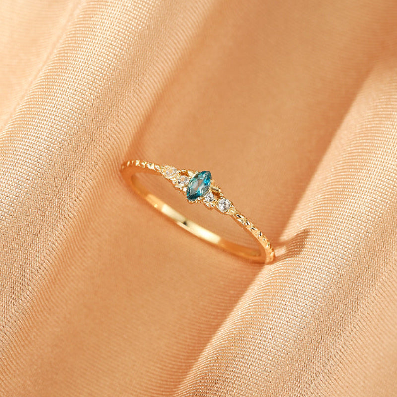 Bague Topaze – Firmament d'Azur, Argent Plaqué Or