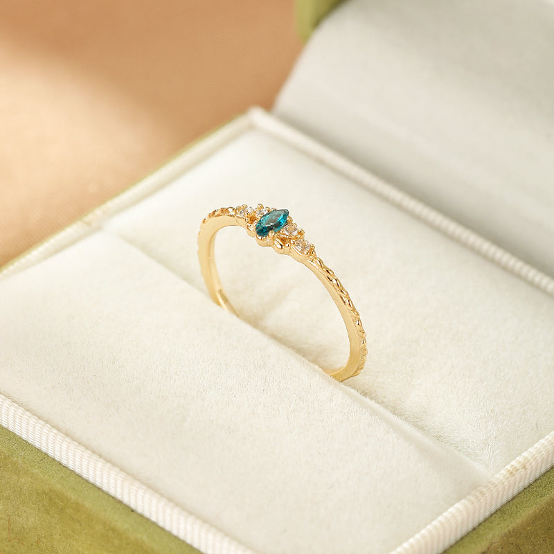 Bague Topaze – Firmament d'Azur, Argent Plaqué Or