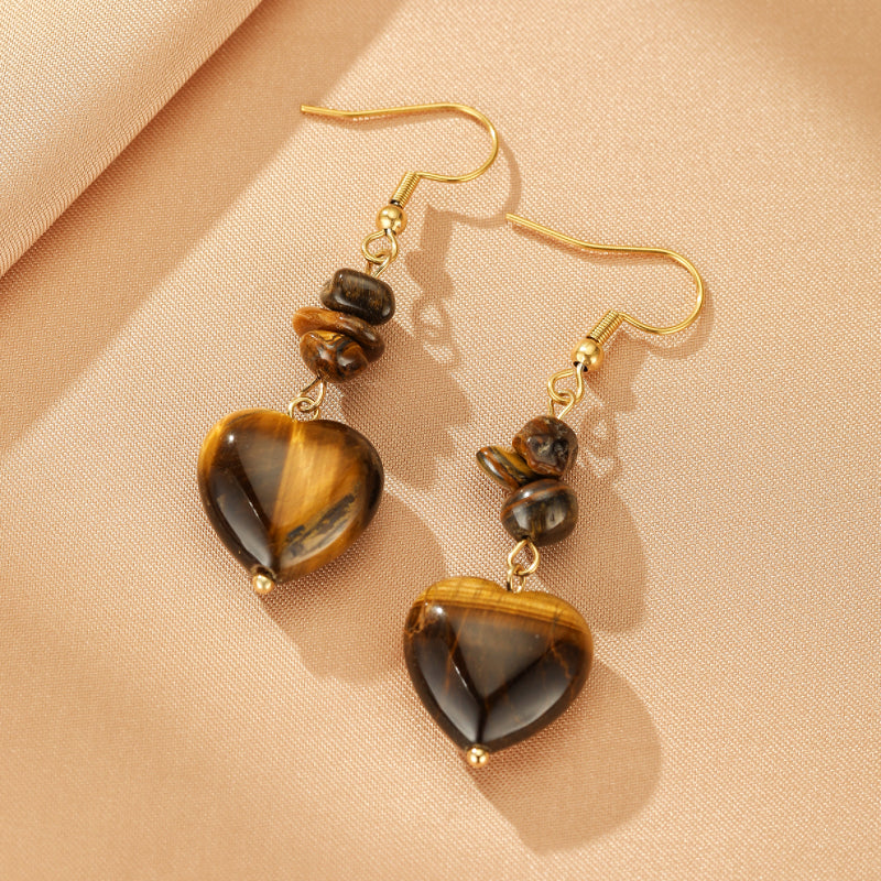 Boucles d'Oreilles Pierres Naturelles – Cœur Protecteur