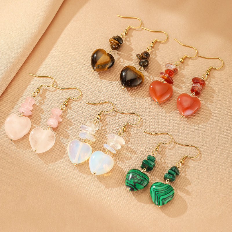 Boucles d'Oreilles Pierres Naturelles – Cœur Protecteur