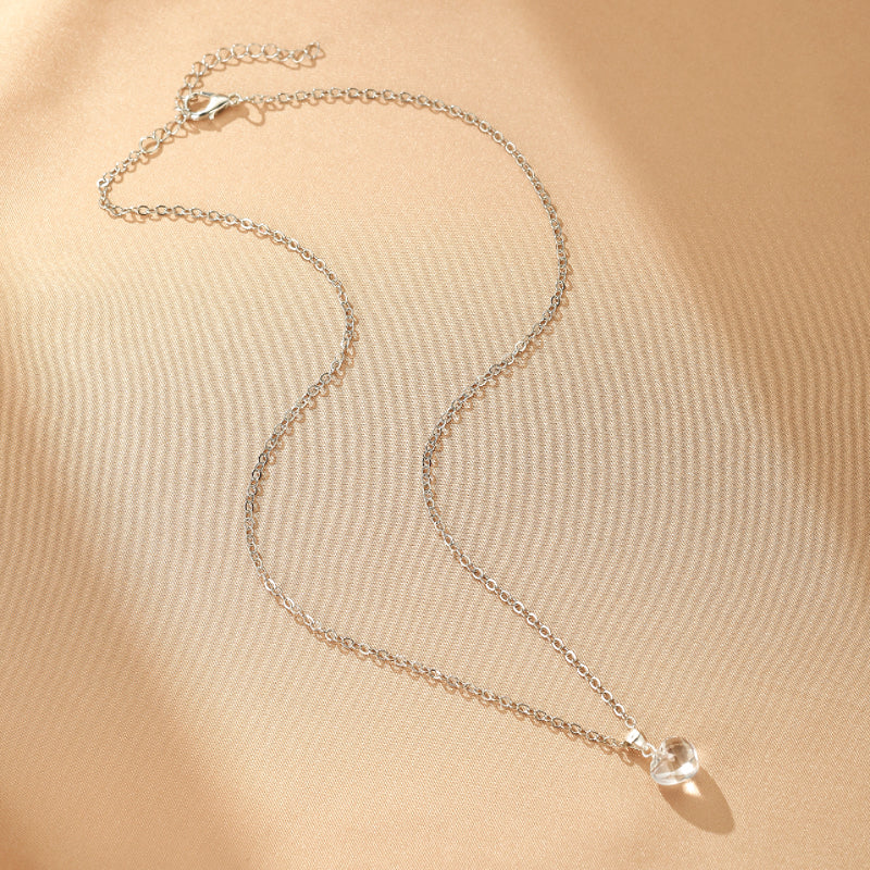 Collier Cristal de Roche – Cœur Lumineux, Argent