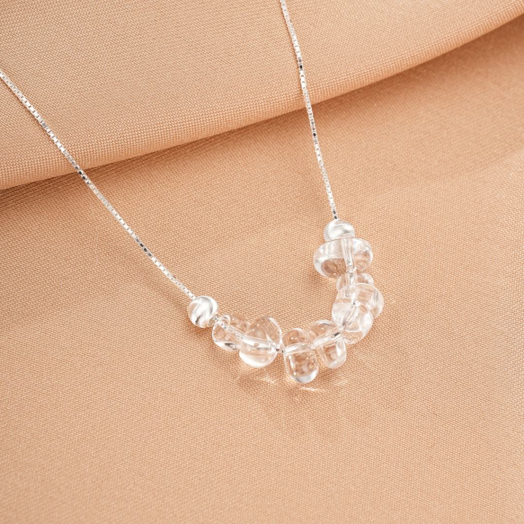 Collier Cristal de Roche – Aura Claire, Argent
