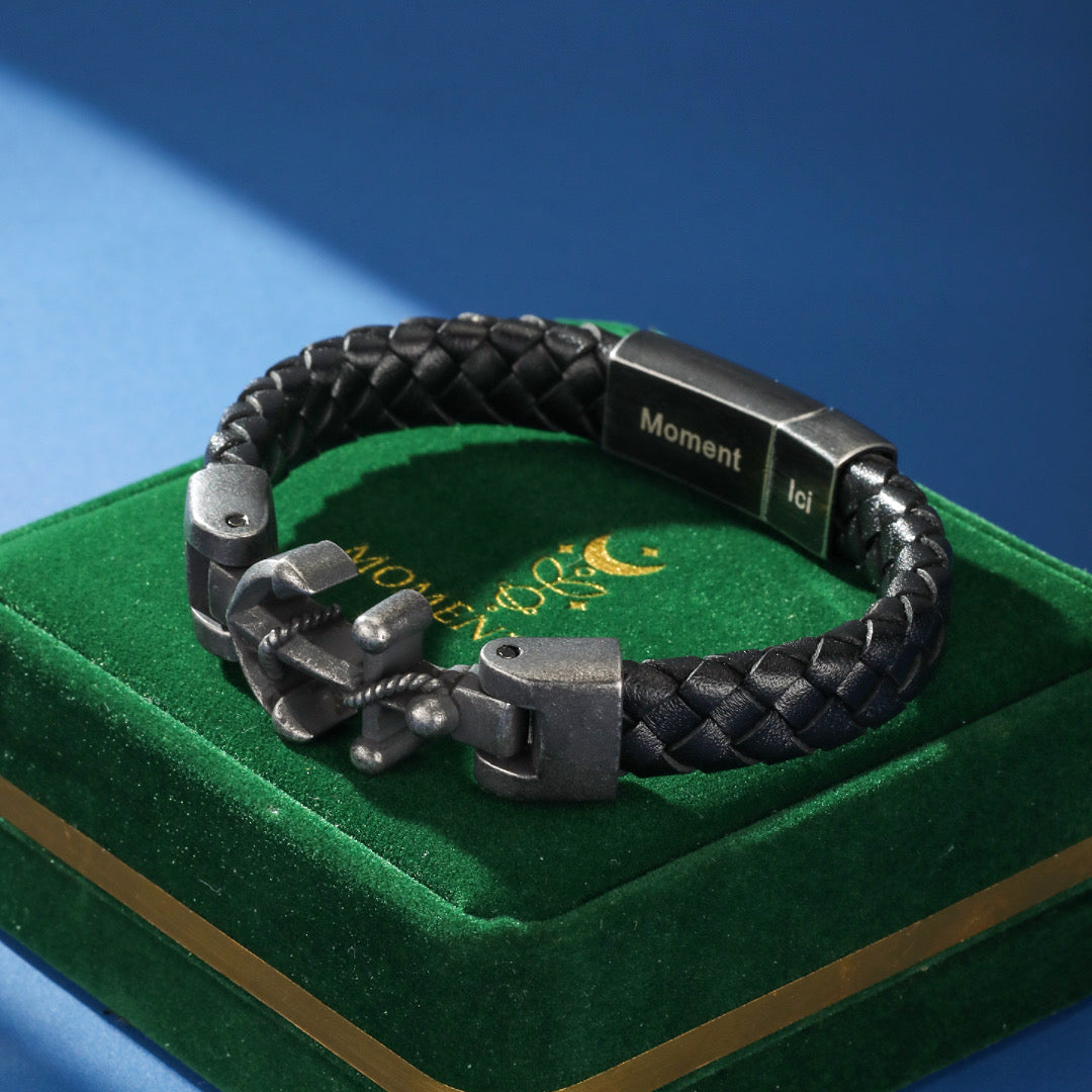 Men's Anchor Leather Bracelet – Proudly Anchored