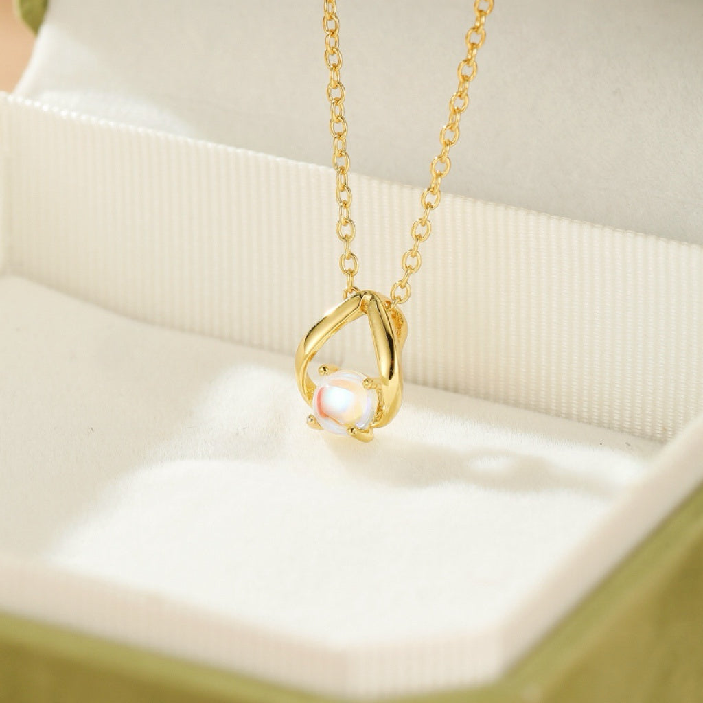 Moonstone Necklace – Lunar Grace, Gold Plated Silver