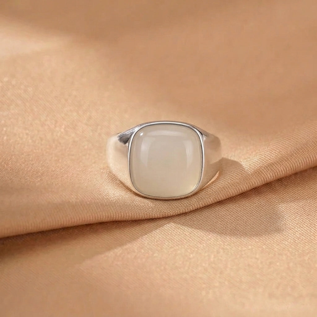Bague Jade Néphrite – Âme de Jade, Argent