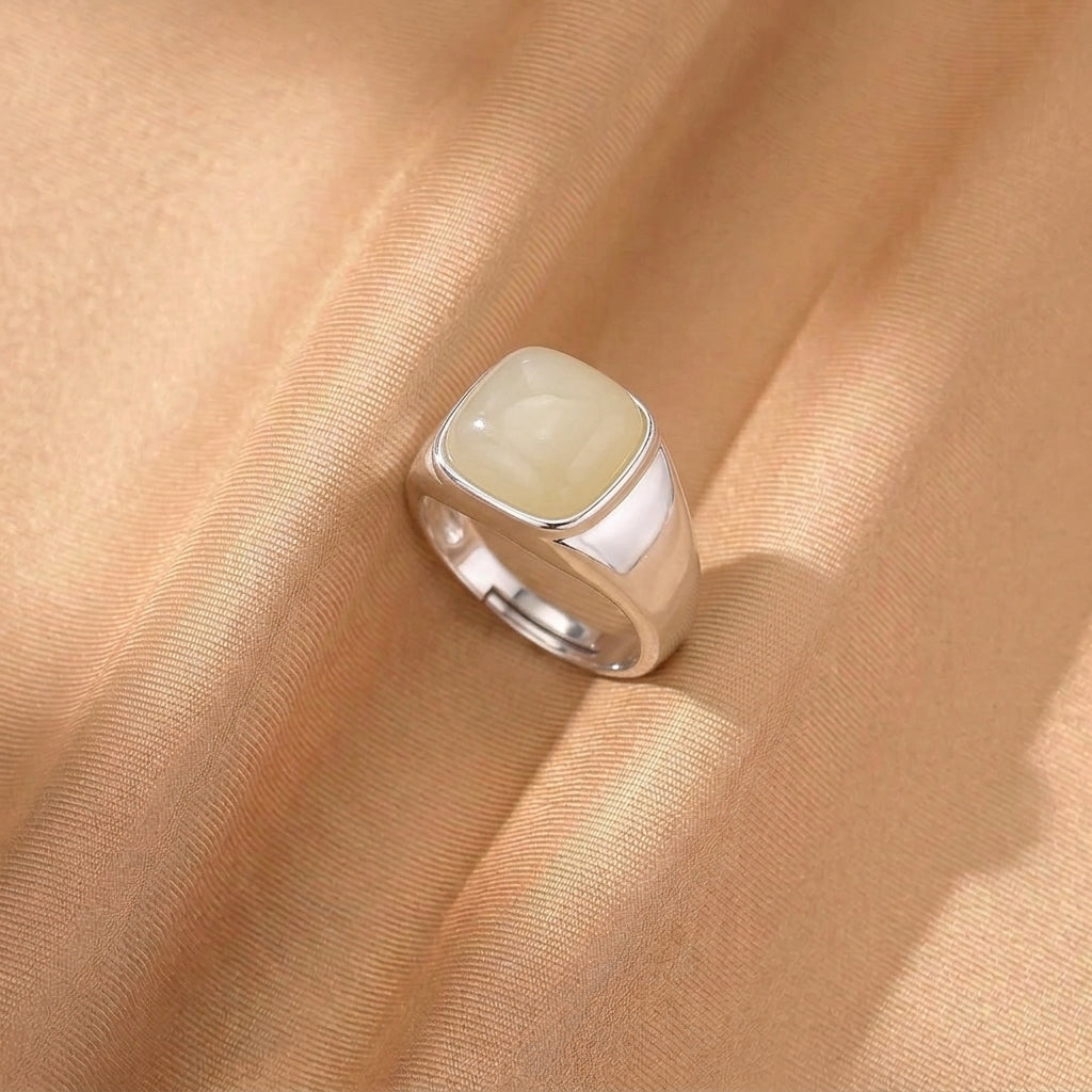 Bague Jade Néphrite – Âme de Jade, Argent