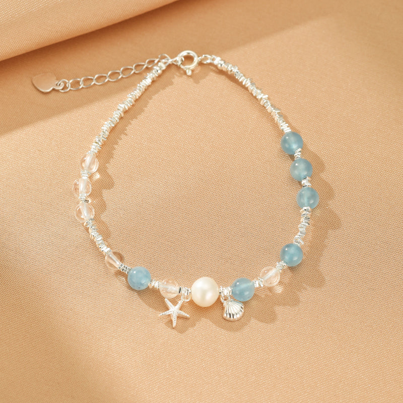 Bracelet Aigue-Marine et Perle – Harmonie Marine, Argent