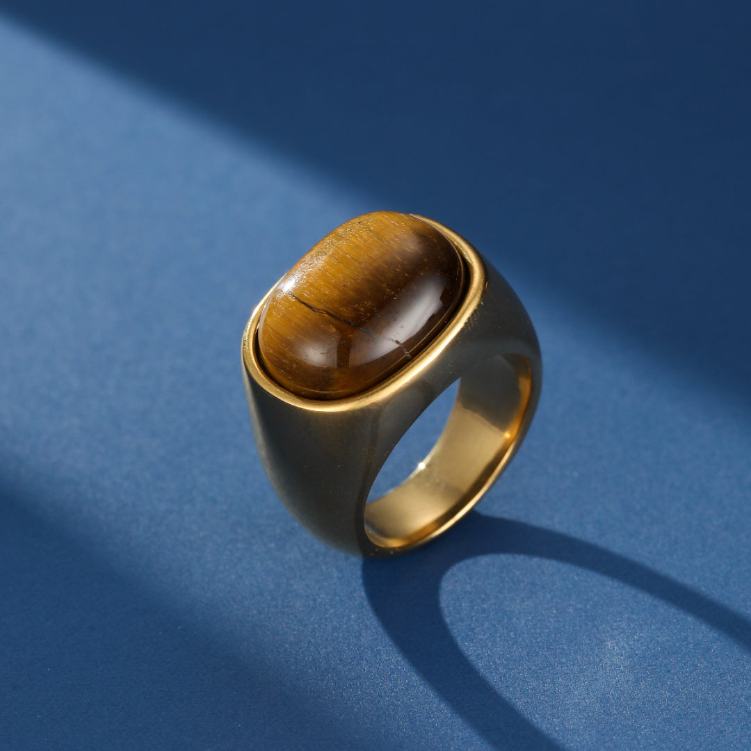 Bague Homme Œil de Tigre – Impact Solaire