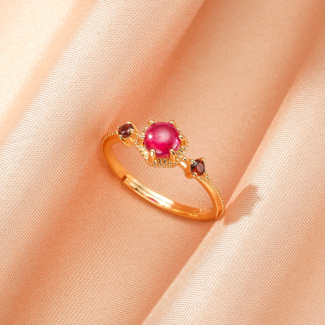 Bague Cornaline – Flamme Royale, Argent Plaqué Or