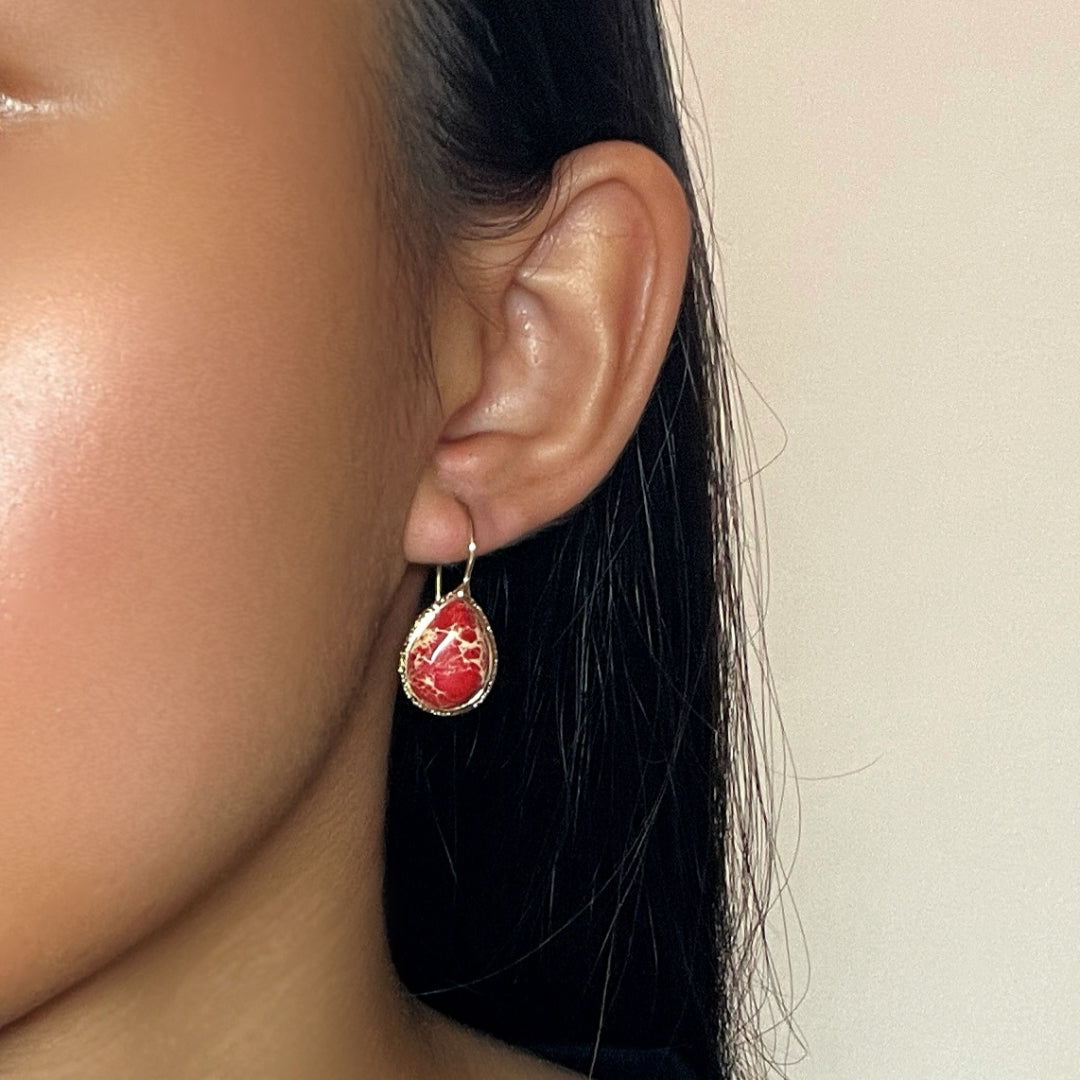 Boucles d’Oreilles Jaspe – Flamme d'Amour
