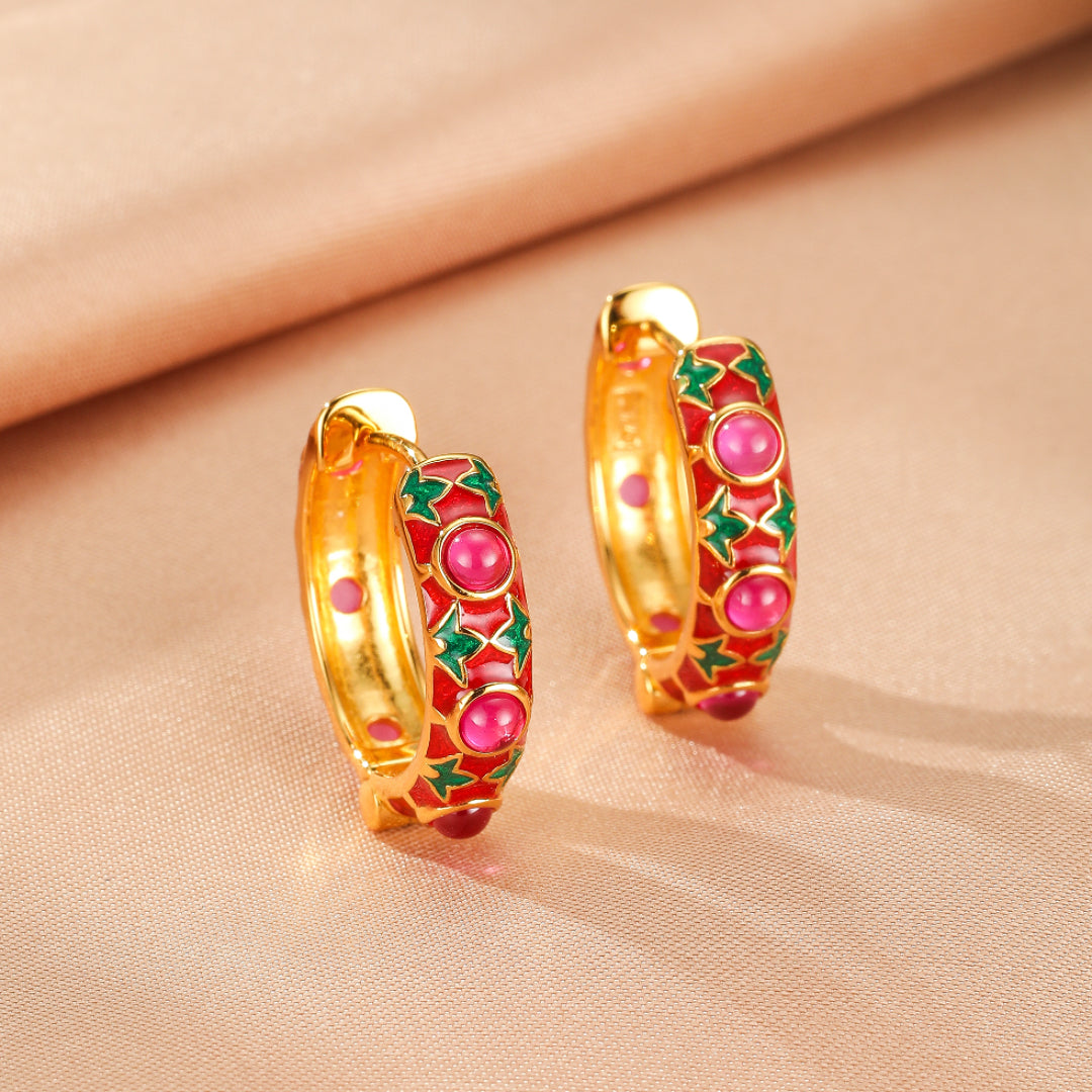 Boucles d'Oreilles Cornaline – Jardin Enchanté, Argent Émaillé