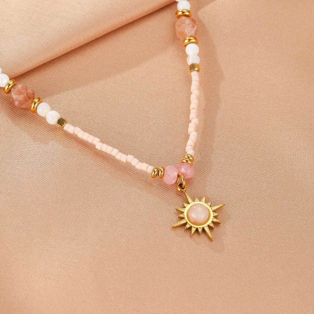 Collier Rhodonite – Rayonnement d’Été