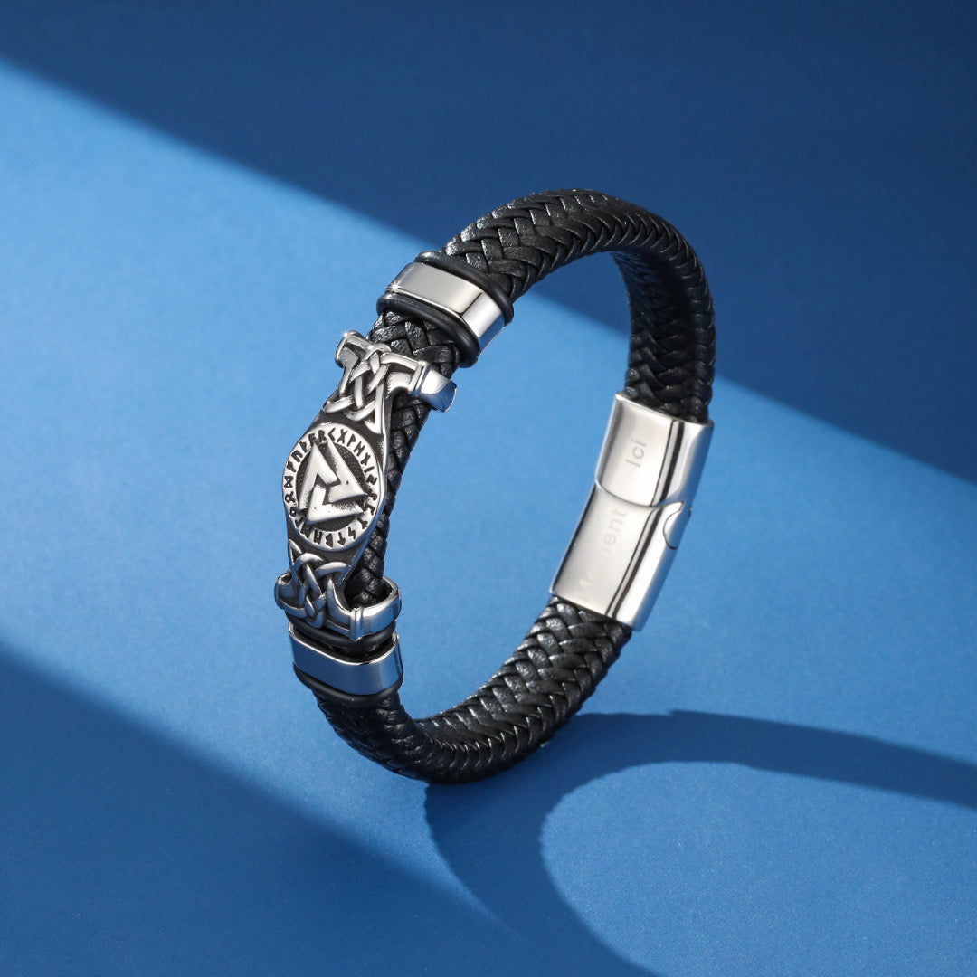 Men's Viking Leather Bracelet - Ancestral Runes