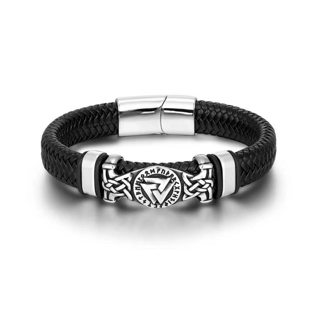 Men's Viking Leather Bracelet - Ancestral Runes