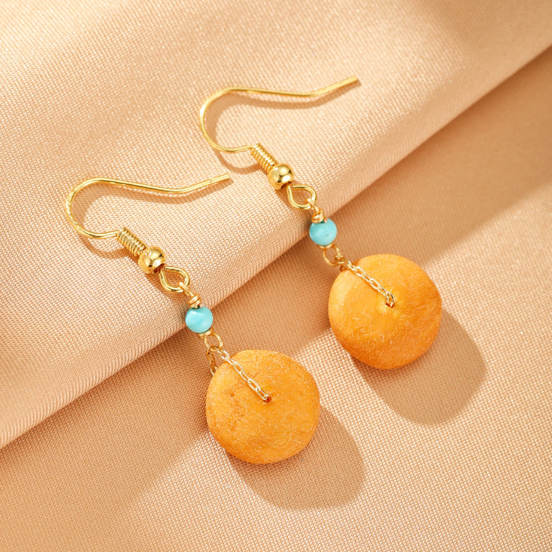 Boucles d'Oreilles Ambre et Turquoise – Douceur Lumineuse, Argent Plaqué Or