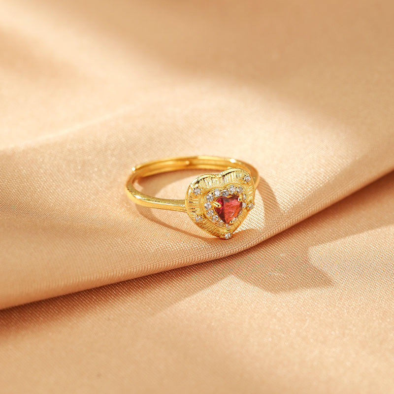 Bague Tourmaline Rose – Cœur Lumineux, Argent Plaqué Or 18K