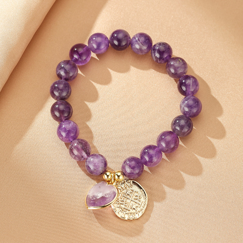 Bracelet Améthyste – Cœur de Royauté