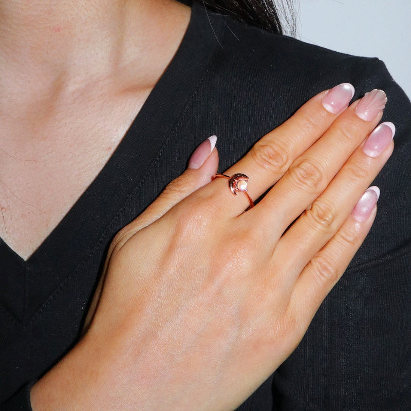 Bague Pierre de Lune – Magie Lunaire, Argent Plaqué Or