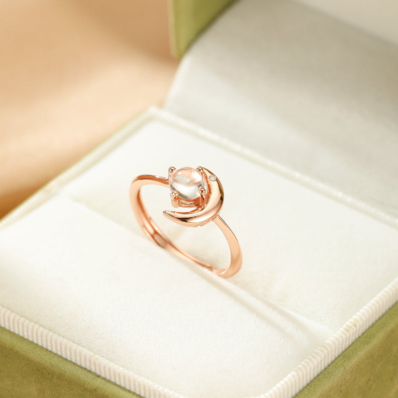 Bague Pierre de Lune – Magie Lunaire, Argent Plaqué Or
