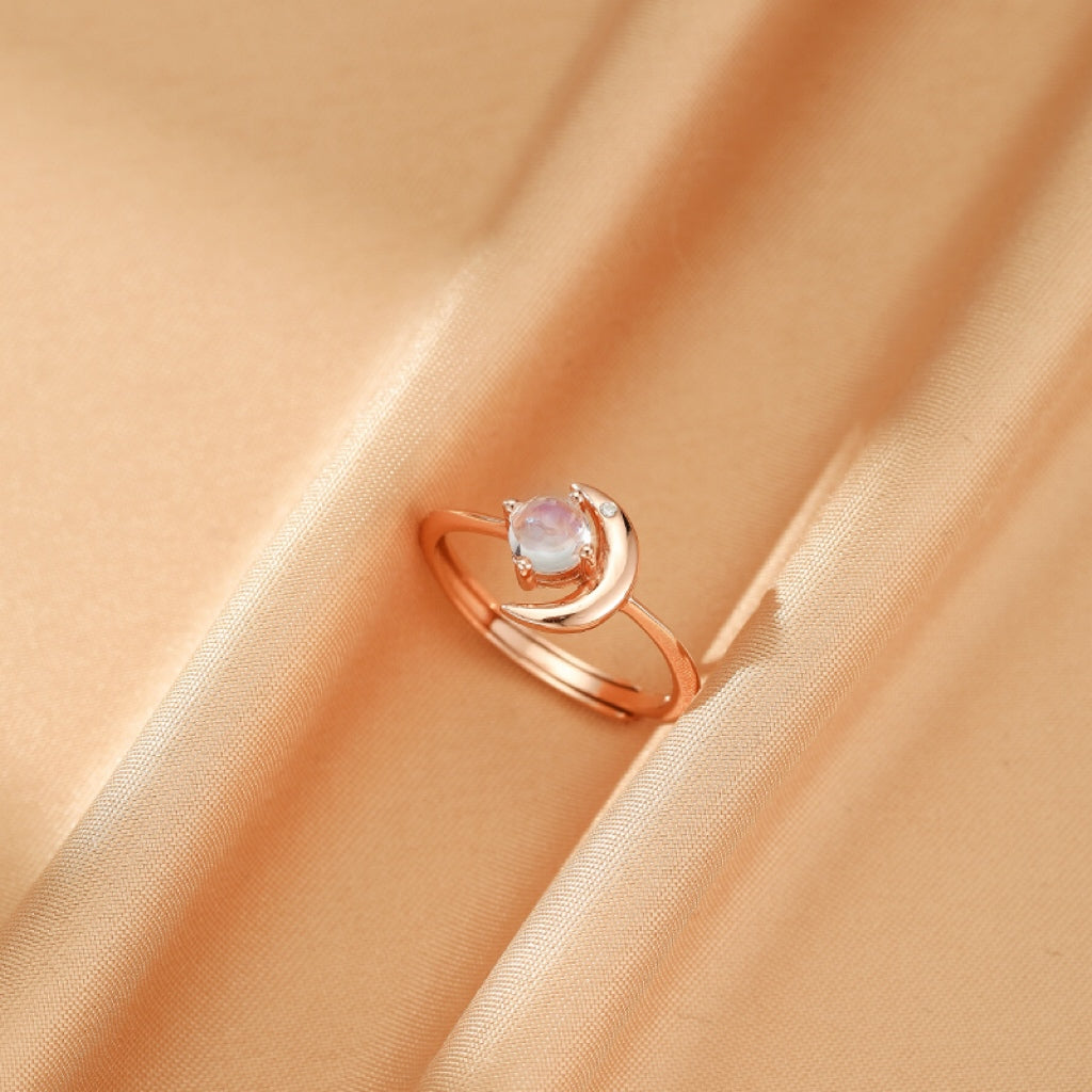 Bague Pierre de Lune – Magie Lunaire, Argent Plaqué Or