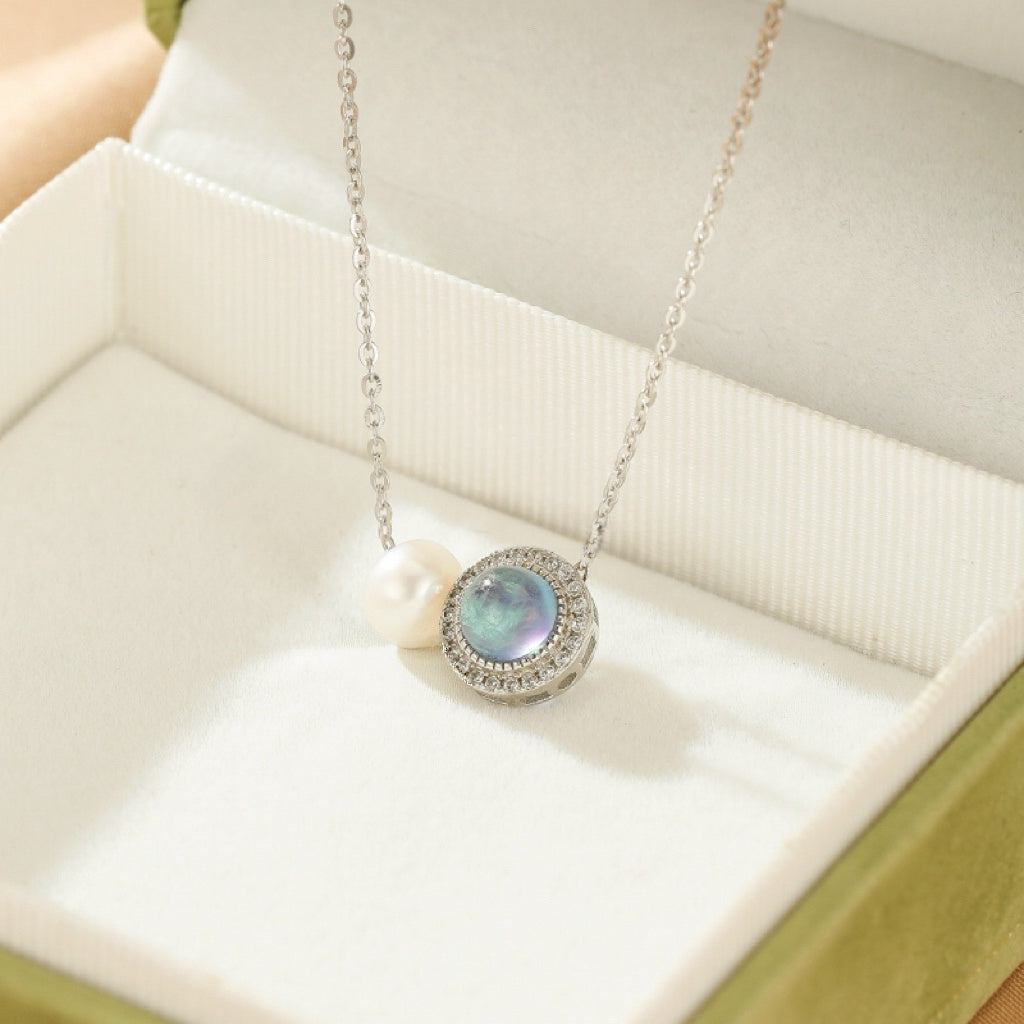 Collier Aigue-Marine et Perle – Harmonie Heureuse, Argent 925