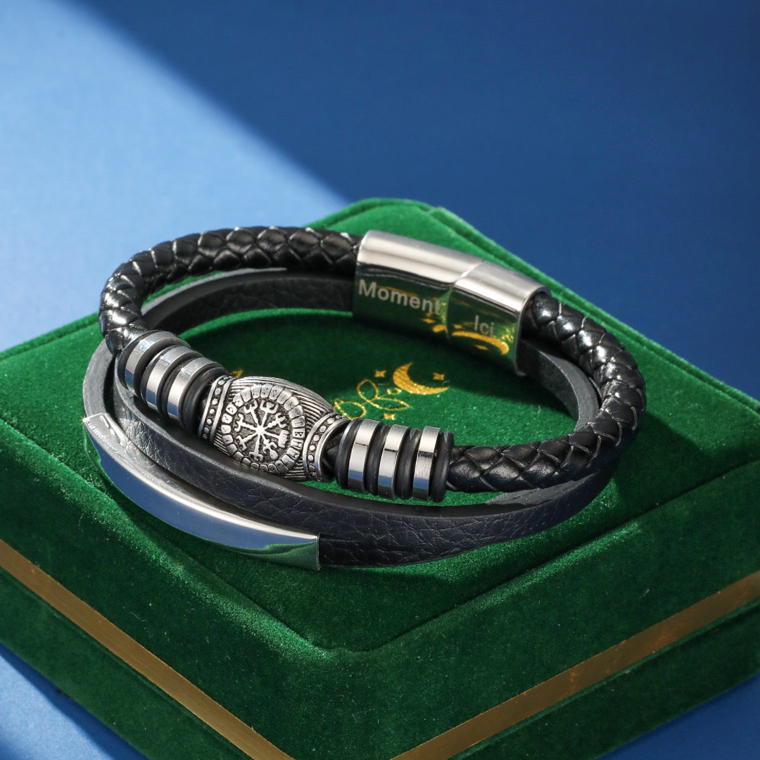 Bracelet Homme Cuir Viking – Compas Vegvisir